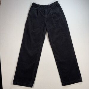 Muji Pleated Kapok-Cotton Corduroy Pants Men's M Black 29" Inseam Straight